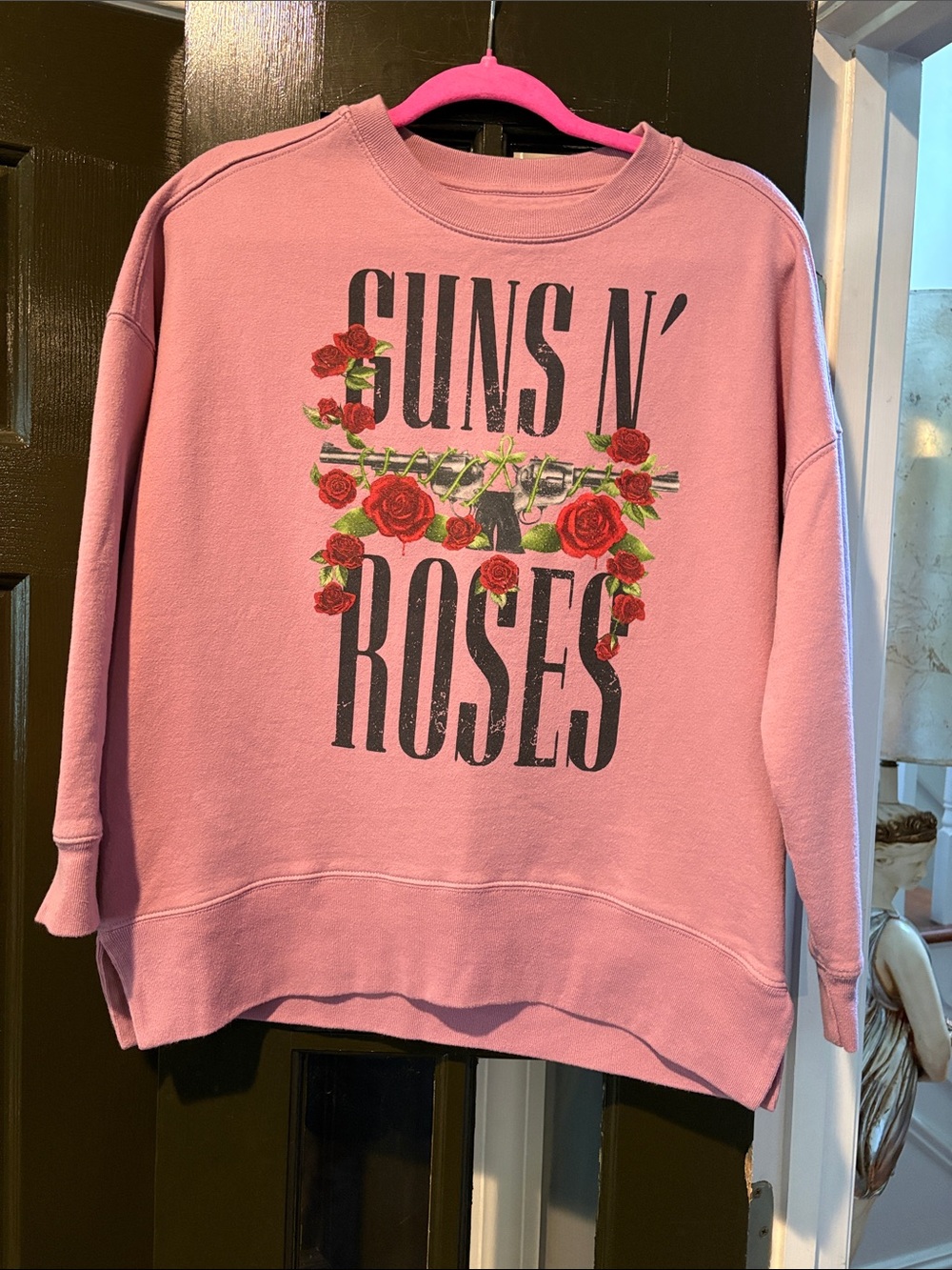Guns N' Roses Pink Graphic Crewneck Sweatshirt